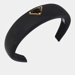 Prada Black Trinangle Logo Re-Nylon Head Band 