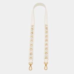 Prada White Leather Crystals Embellished Shoulder Bag Strap