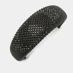 Prada Black Crystals Embellished Satin Headband 