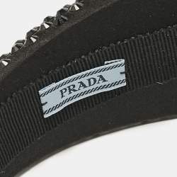 Prada Black Crystals Embellished Satin Headband 