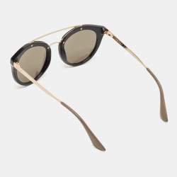 Prada Black/Gold Mirrored SPR23S Round Sunglasses