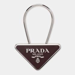 Prada Burgundy Triangle Logo Key Chain