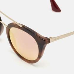 Prada Brown Mirrored SPR23S Frame Round Sunglasses