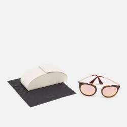 Prada Brown Mirrored SPR23S Frame Round Sunglasses