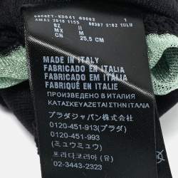 Prada Green Logo Print Stretch Tulle Sheer Socks M