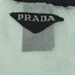 Prada Green Logo Print Stretch Tulle Sheer Socks M