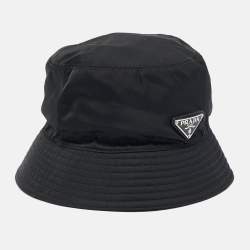 Prada Black Logo Applique Re-Nylon Bucket Hat L