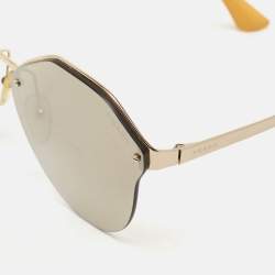 Prada Gold Mirrored SPR64T Geometric Sunglasses