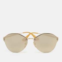 Prada Gold Mirrored SPR64T Geometric Sunglasses