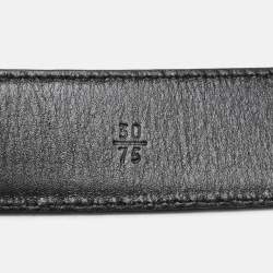 Prada Black Saffiano Leather Logo Buckle Belt 75CM