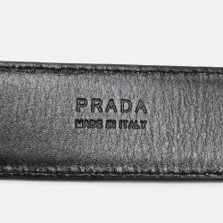 Prada Black Saffiano Leather Logo Buckle Belt 75CM