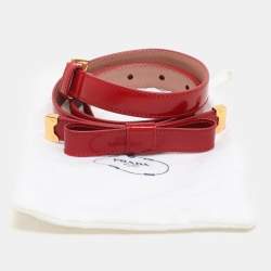 Prada Red Patent Leather Bow Waist Belt 80CM