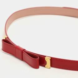Prada Red Patent Leather Bow Waist Belt 80CM
