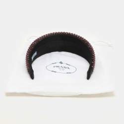Prada Burgundy/Black Crystal Embellished Satin Headband