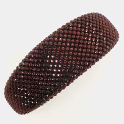 Prada Burgundy/Black Crystal Embellished Satin Headband