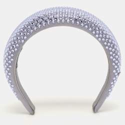 Prada Blue/Purple Crystal Embellished Satin Headband