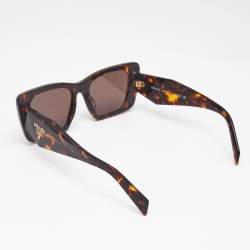 مملوكة مسبقًا Prada Tortoise Brown SPR 06Y Symbole Square Sunglasses
