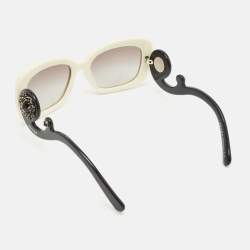 مملوكة مسبقًا Prada White/Black Gradient SPR33P Ornate Crystals Square Sunglasses