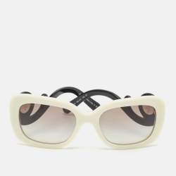 مملوكة مسبقًا Prada White/Black Gradient SPR33P Ornate Crystals Square Sunglasses