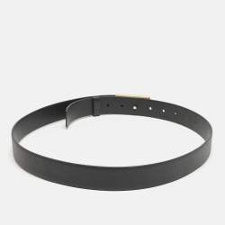 Prada Black Saffiano Leather Triangle Buckle Belt 90 CM