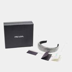 Prada Black Crystal Embellished Satin Headband