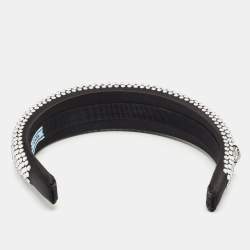 Prada Black Crystal Embellished Satin Headband