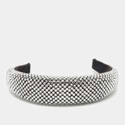 Prada Black Crystal Embellished Satin Headband