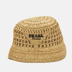 Prada Beige Crochet Bucket Hat M
