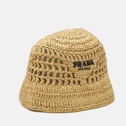 Prada Beige Crochet Bucket Hat M