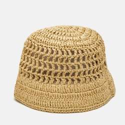 Prada Beige Crochet Bucket Hat M