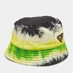 Pre Owned قبعة برادا صفراء/سوداء بطبعة تاي داي قطن مع شعار مقاس متوسط - ميديم