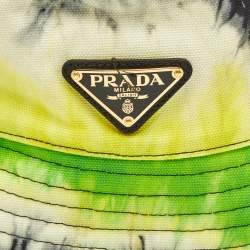 Pre Owned قبعة برادا صفراء/سوداء بطبعة تاي داي قطن مع شعار مقاس متوسط - ميديم