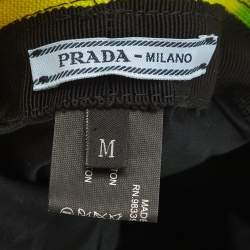 Pre Owned قبعة برادا صفراء/سوداء بطبعة تاي داي قطن مع شعار مقاس متوسط - ميديم