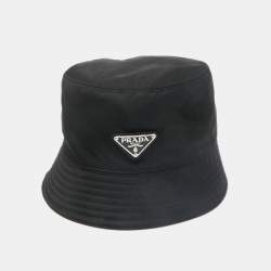 Prada Black Logo Applique Re-Nylon Bucket Hat L