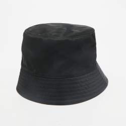 Prada Black Logo Applique Re-Nylon Bucket Hat L