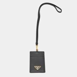 Prada Black Saffiano Leather Badge Holder