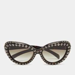 Prada Black Gradient SPR31Q Studded Ornate Cat Eye Sunglasses