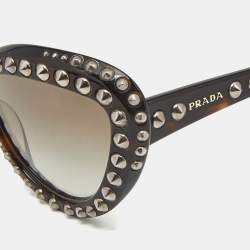 Pre Owned Prada Black Gradient SPR31Q Studded Ornate Cat Eye Sunglasses