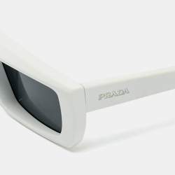 مملوكة مسبقًا Prada White/Grey SPR24Y Frame Rectangular Sunglasses