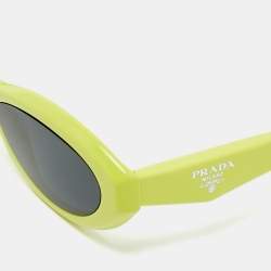 Pre Owned Prada Lime Green/Black PR 26ZS Frame Oval Sunglasses