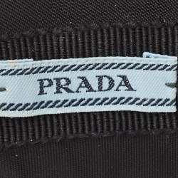 Prada Black Satin Triangle Logo Wide Headband 