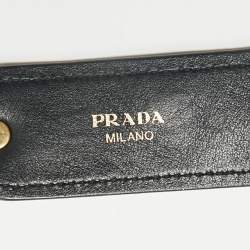Prada Black Leather Floral Crystals Embellished Shoulder Bag Strap