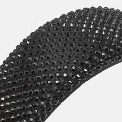 Pre Owned Prada Black Crystal Embellished Satin Wide Headband