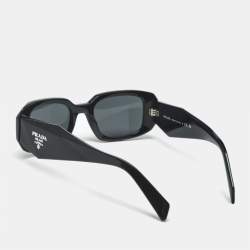 Pre Owned Prada Black SPR 17W Symbole Square Sunglasses