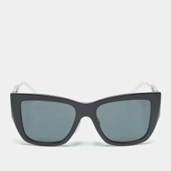 Pre Owned Prada Black/White SPR 21Y Square Sunglasses