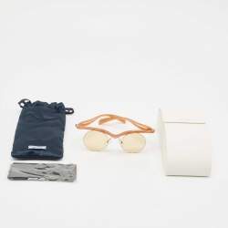Pre Owned Prada Brown SPR A24 Rimeless Round Sunglasses