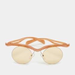 Pre Owned Prada Brown SPR A24 Rimeless Round Sunglasses