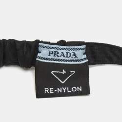 Pre Owned Prada Black Re-Nylon Logo Plaque Elastic Headband