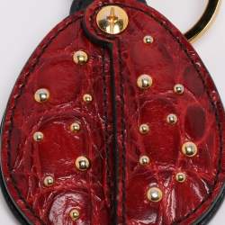 Pre Owned دلاية حقيبة برادا مرآة خنفساء جلد أحمر/أسود ومنقوش بكروكو
