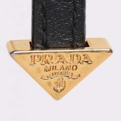 Pre Owned دلاية حقيبة برادا مرآة خنفساء جلد أحمر/أسود ومنقوش بكروكو
